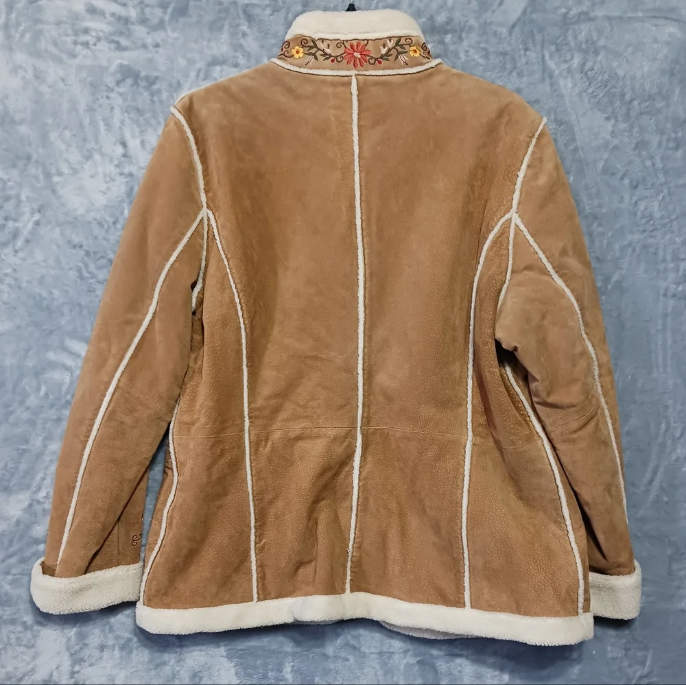 St. John's Bay XL  Faux Suede 90s Vintage Jacket Warm Pockets Floral - Picture 2 of 16